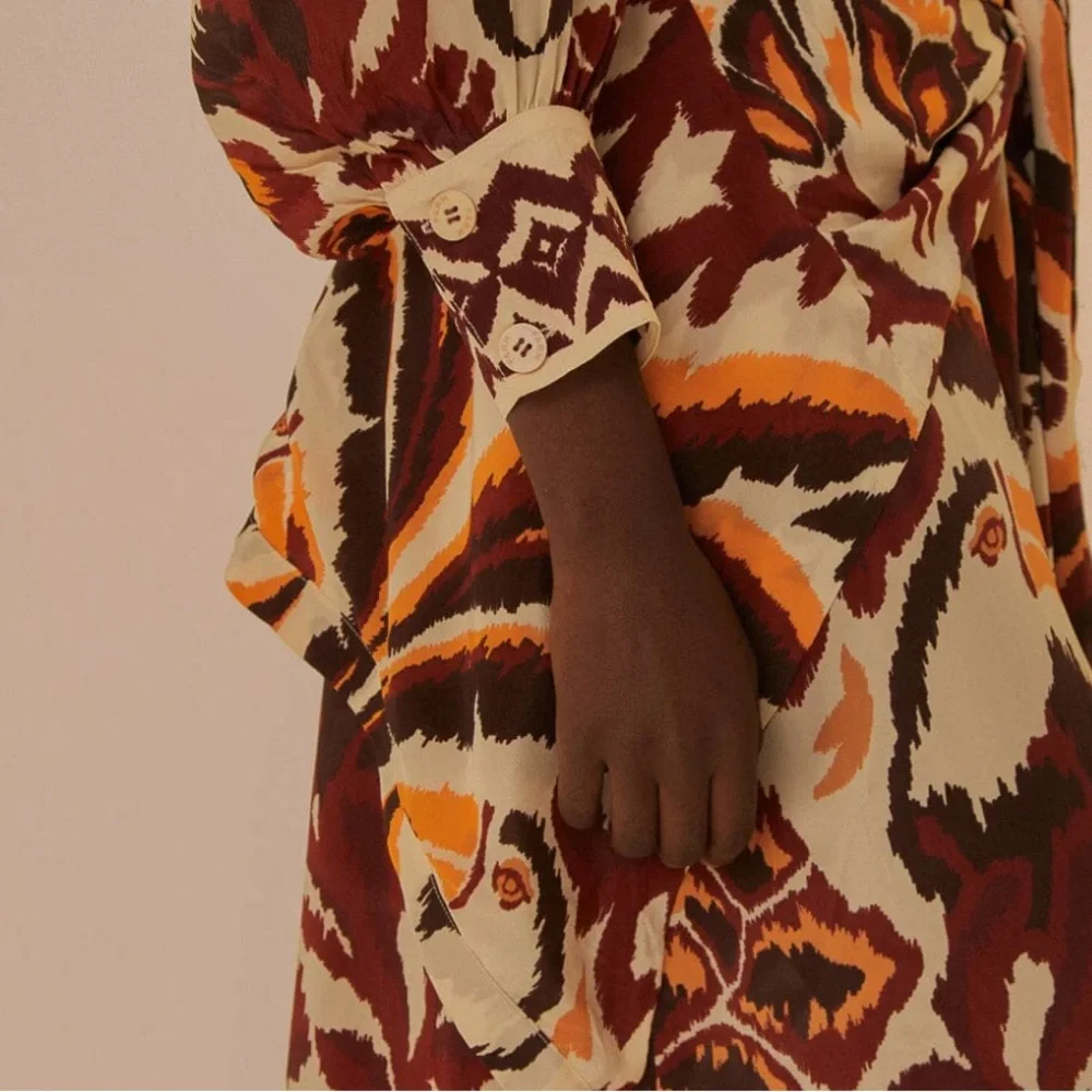 Farm Rio Cream Toucans Scarf Maxi Dress- NWOT - Picture 2 of 4